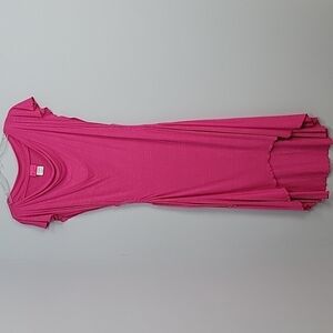 Betsey Johnson Swim Pink Side Cut out Flutter Sleeve Midi Maxi High Low Dress